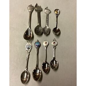 Queen Mary Lot Of 8 Souvenir Ship Spoons